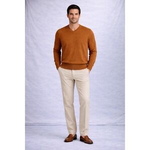 Mark Fore & Strike 100% Lambswool V-Neck Sweater Men's Large Camel